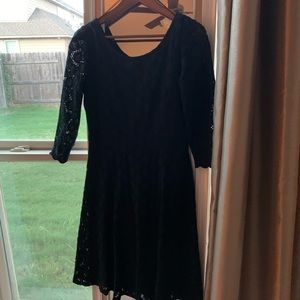 Black lace dress - knee length